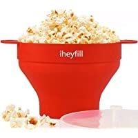 Popcorn popper-Cuenco plegable de silicona- con tapa y asas cómodas y resistentes- Recipiente para hacer palomitas de…